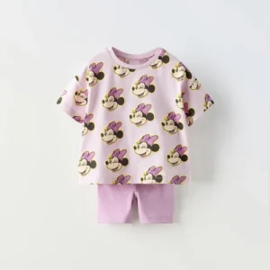 Ensemble Disney 2 pièces été fille – T-shirt à manches courtes et short 1