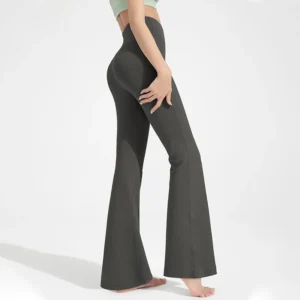 Pantalon femme taille haute évasé – Gainant, push-up hanches, yoga, fitness & course 2