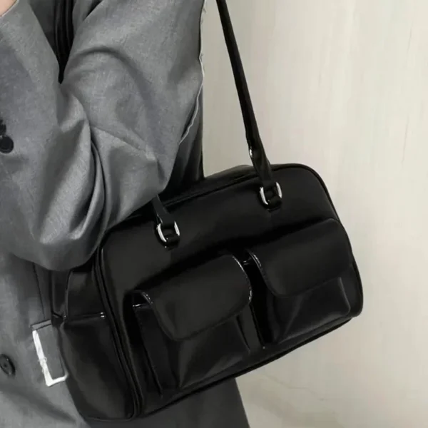 Sac à bandoulière femme vintage – Fourre-tout cuir PU bordeaux, grand sac à main élégant 3