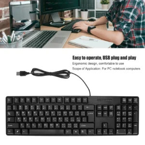 Clavier mécanique ergonomique filaire USB – Bilingue arabe/anglais, durable pour PC et ordinateur portable 2