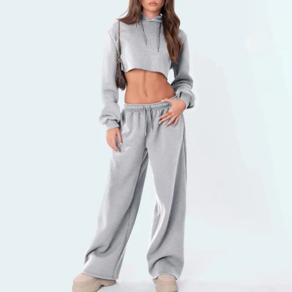 Pantalon jogger femme taille haute – Décontracté, jambe large, streetwear couleur unie 5
