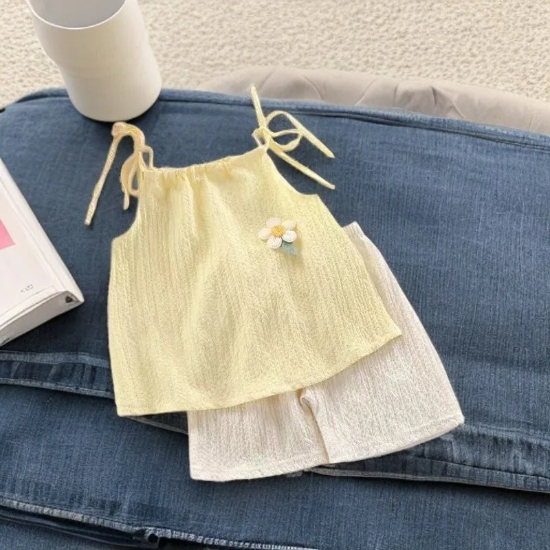 Ensemble été fille 2 pièces – Gilet et short à fleurs style coréen 2