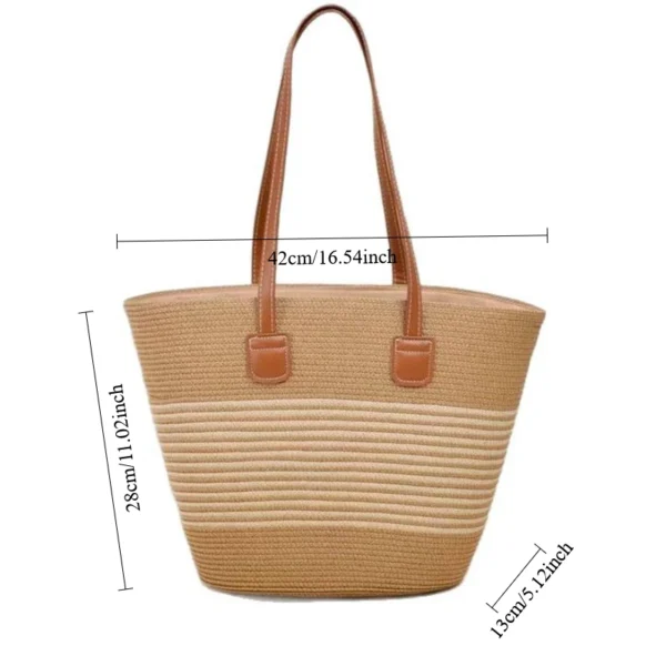 Sac à bandoulière femme grande capacité – Panier tissé paille été, sac de plage chic Bali 6