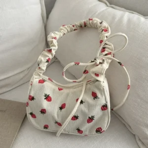 Sac à main en velours côtelé pour femme, petit fourre-tout imprimé Harvey mignon, design demi-lune, cuillère à soupe, sac à main grill, mini sacs initiés 1