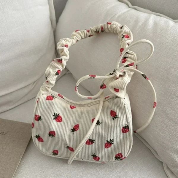 Sac à main en velours côtelé pour femme, petit fourre-tout imprimé Harvey mignon, design demi-lune, cuillère à soupe, sac à main grill, mini sacs initiés 1