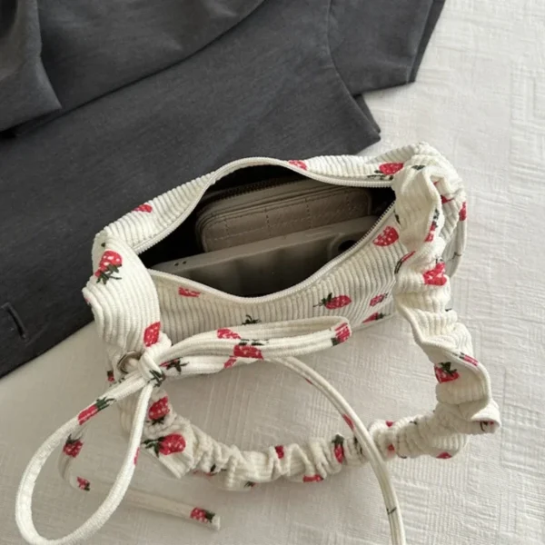 Sac à main en velours côtelé pour femme, petit fourre-tout imprimé Harvey mignon, design demi-lune, cuillère à soupe, sac à main grill, mini sacs initiés 5