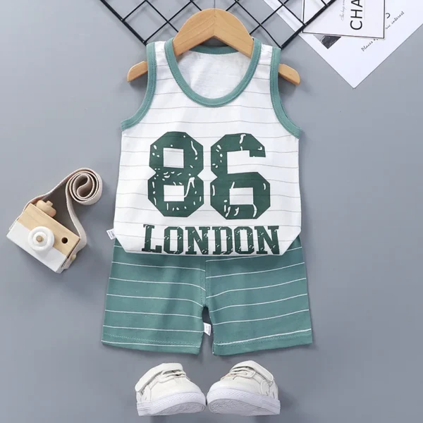 Ensemble été bébé garçon 2 pièces – T-shirt manches courtes et short en coton 1