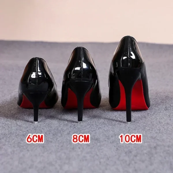 Escarpins Classiques Femme – Talons Hauts en Cuir Souple, Bout Rouge 1