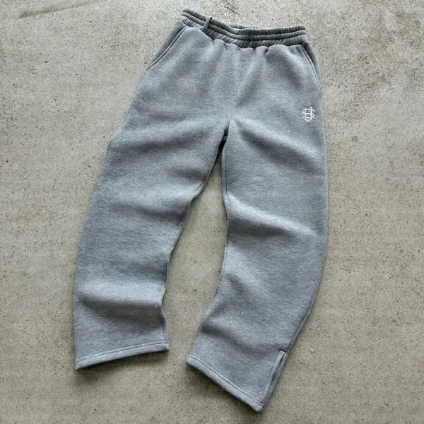 Pantalon de survêtement Y2K unisexe – Large et décontracté, brodé, jambe ouverte avec poches 3