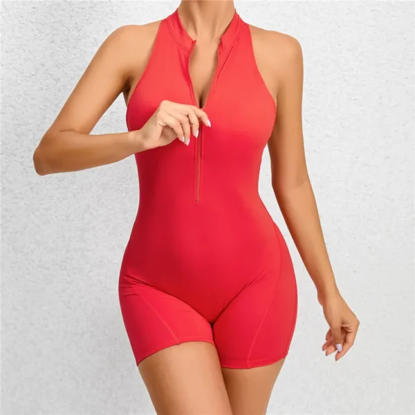Combinaison sport femme 2025 – Une pièce décolleté V, legging scrunch, yoga, fitness et gym 4