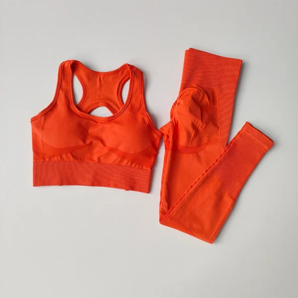 Ensemble sport femme 2 pièces – Brassière maintien et legging, yoga, fitness, course, dos nu 4