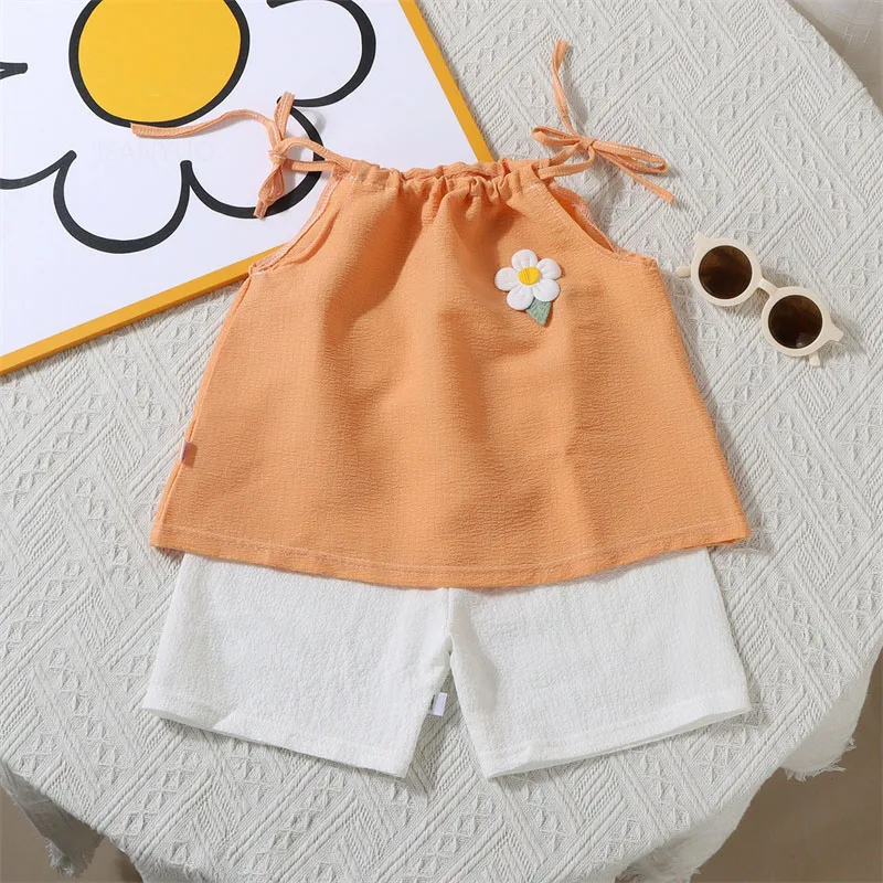 Ensemble été fille 2 pièces – Gilet et short à fleurs style coréen 5