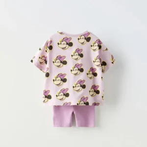 Ensemble Disney 2 pièces été fille – T-shirt à manches courtes et short 2