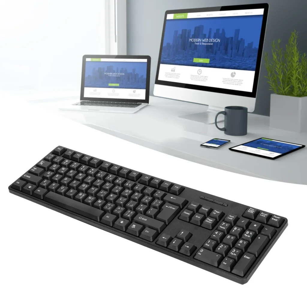 Clavier mécanique ergonomique filaire USB – Bilingue arabe/anglais, durable pour PC et ordinateur portable 1