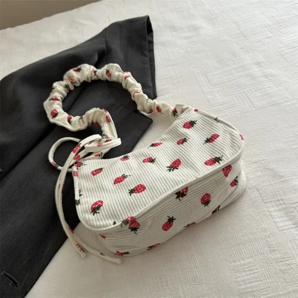 Sac à main en velours côtelé pour femme, petit fourre-tout imprimé Harvey mignon, design demi-lune, cuillère à soupe, sac à main grill, mini sacs initiés 4