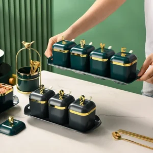 Boîte à Épices avec Couvercle – Sel, Poivre & Sucre, Support Organisateur 2