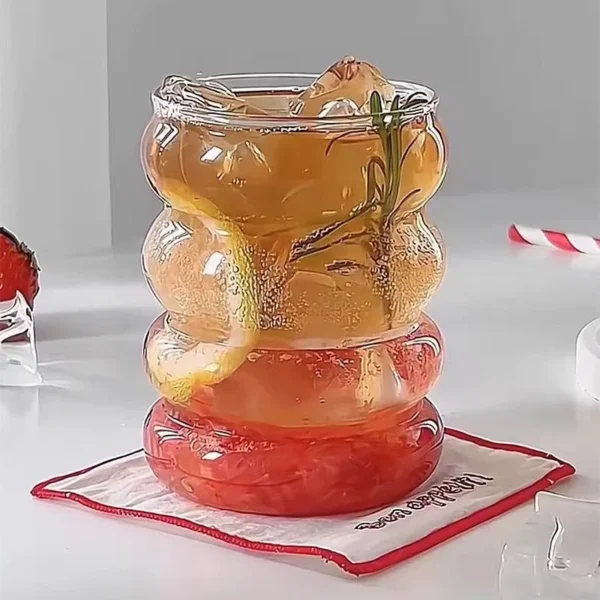 Tasse en Verre Transparent 350 ml – Design Chenille Résistante à la Chaleur 1