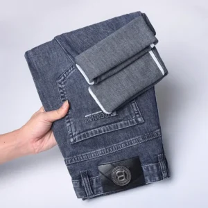 Pantalon en denim à jambe droite pour homme, jean fin, coupe élastique, été, 2024 2