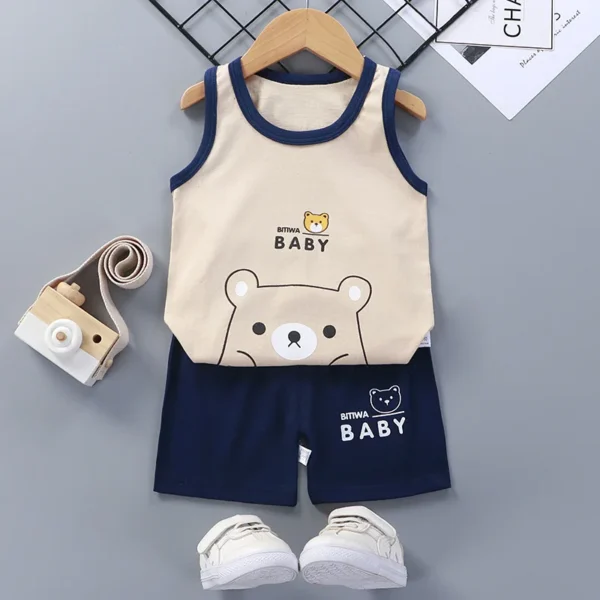 Ensemble été bébé garçon 2 pièces – T-shirt manches courtes et short en coton 3