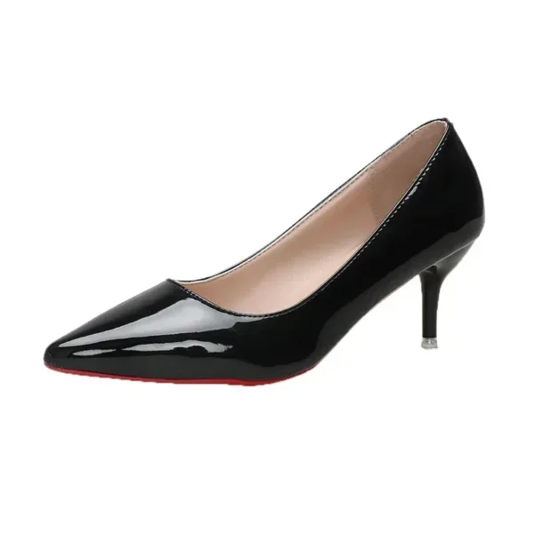 Escarpins Classiques Femme – Talons Hauts en Cuir Souple, Bout Rouge 4