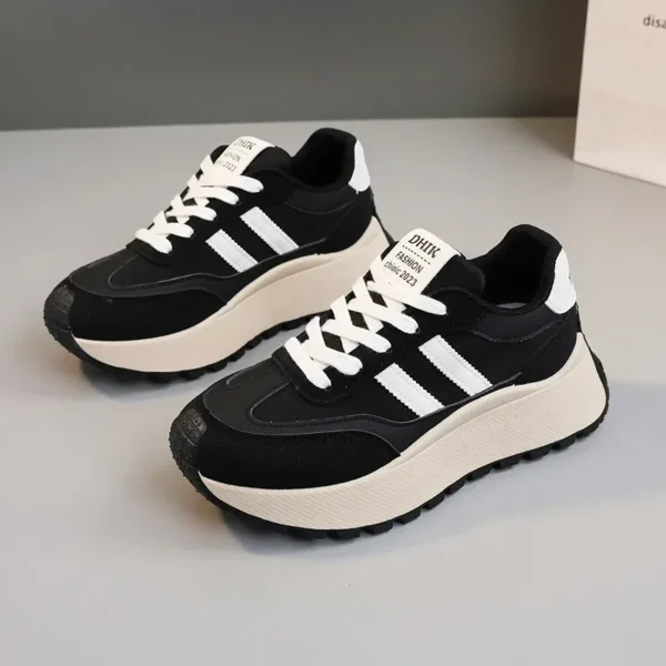 Chaussures femme printemps/été 2025 – Baskets décontractées en cuir patchwork à semelle épaisse 2
