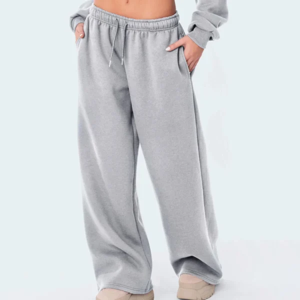 Pantalon jogger femme taille haute – Décontracté, jambe large, streetwear couleur unie 6