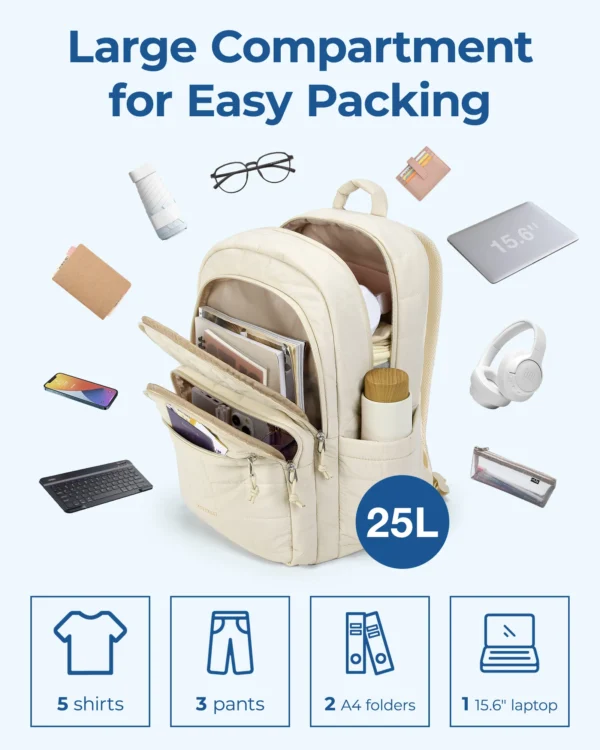 BAGSMART – Sac à dos femme étanche, grande capacité pour école, voyage et ordinateur portable 6