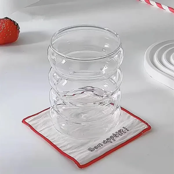 Tasse en Verre Transparent 350 ml – Design Chenille Résistante à la Chaleur 3