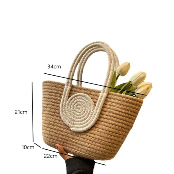 Sac tissé Simple sac à main en paille plié diagonale vacances corde de coton sac fourre-tout de transport pour les femmes 6