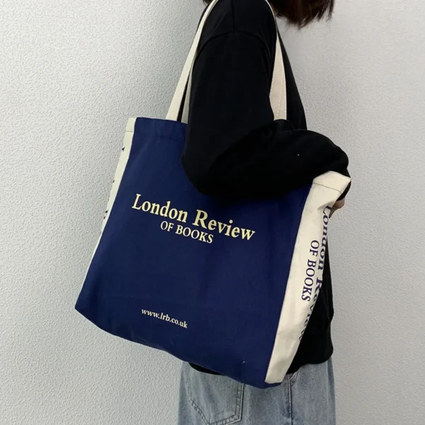 Sac de shopping à bandoulière en toile pour femmes, grand sac de Shopping écologique en tissu de coton pour filles, sac à main d'étudiant, grand fourre-tout pour livres, 2023 3