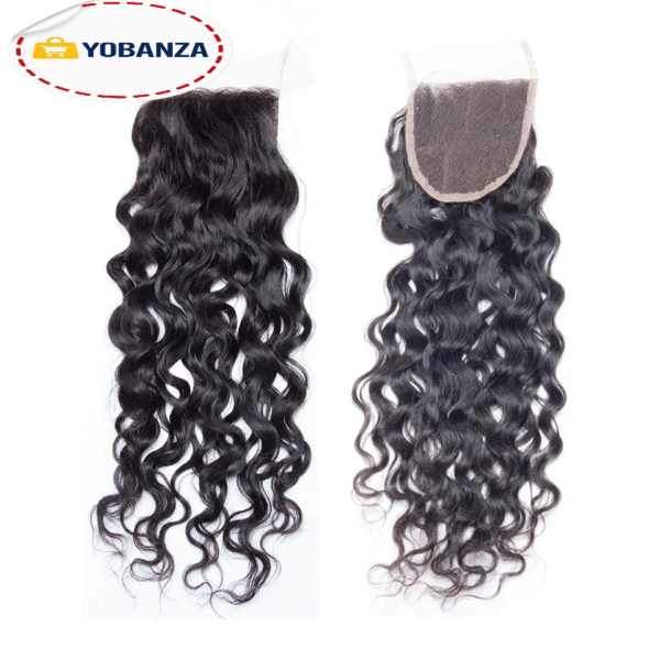 Phashion vague d'eau 13x4 dentelle frontale transparente suisse 4 × 4 fermeture pré plumée oreille à oreille cheveux humains brésiliens pour les femmes noires 3