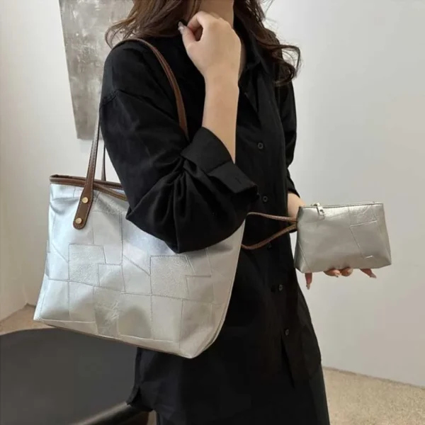 Vintage Patchwork en cuir PU sacs fourre-tout décontractés pour femmes grande capacité sac à bandoulière dames sacs à main et sacs à main bolsa feminina 3