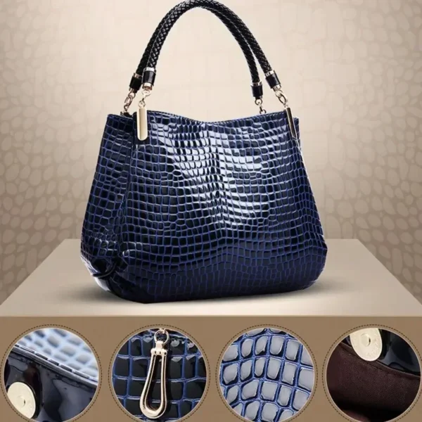 Sac pour femme grande capacité fourre-tout trajet quotidien sac à bandoulière pour femme imprimé Crocodile visage brillant sac à main Shopping sacs à main pour femmes 4