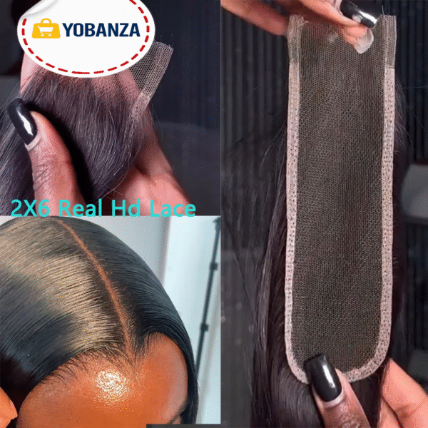 Phashion Kim K 2x6 suisse réel Hd dentelle fermeture droite vague de corps profonde partie centrale brésilienne Remy 100% cheveux humains pour les femmes noires