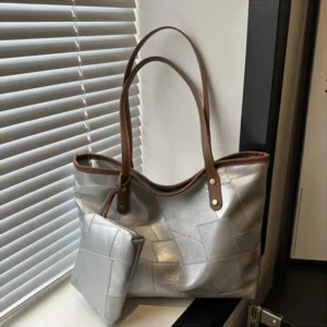 Vintage Patchwork en cuir PU sacs fourre-tout décontractés pour femmes grande capacité sac à bandoulière dames sacs à main et sacs à main bolsa feminina 2