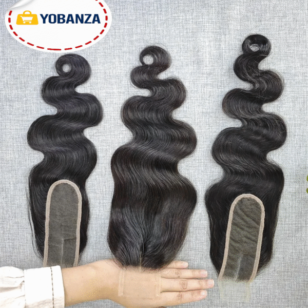 Phashion Kim K 2x6 suisse réel Hd dentelle fermeture droite vague de corps profonde partie centrale brésilienne Remy 100% cheveux humains pour les femmes noires 4
